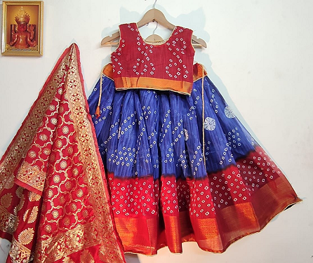 Lehenga Blouse With Dupatta for Kidz Blue Hanu