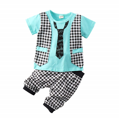 Hopscotch Baby Boys Cotton Trendy Tie Print Waistcoat Style T-Sh