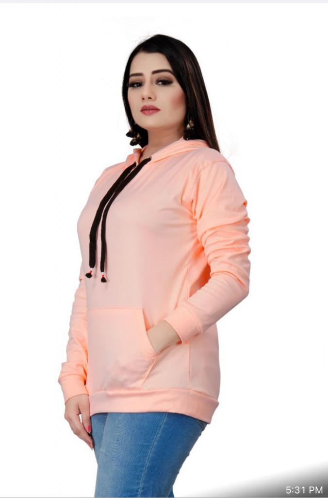 New Design  Plain Hoodi for Ladies Pink